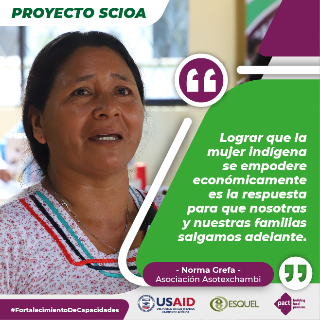 FundacionEsquel's tweet photo. ⛰ Proyecto #SCIOA
🍃Norma Grefa integrante de la Asotexchambi - emprendimiento señala la importancia de su asociación para la sostenibilidad de sus familias y comunidades.
📍 @FundacionEsquel | @PactColombia | @USAIDLAC | @USAIDPeru https://t.co/D8qv0BgZ0r