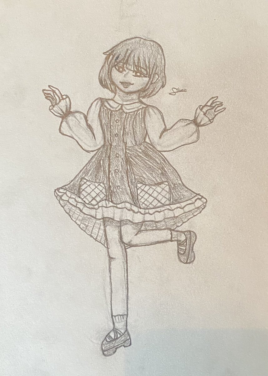Lauverya's tweet photo. tried to work on anatomy and skirt physics in art class (ik i messed up the legs &amp; the back of the skirt)🥲 https://t.co/lXHn17dAeN