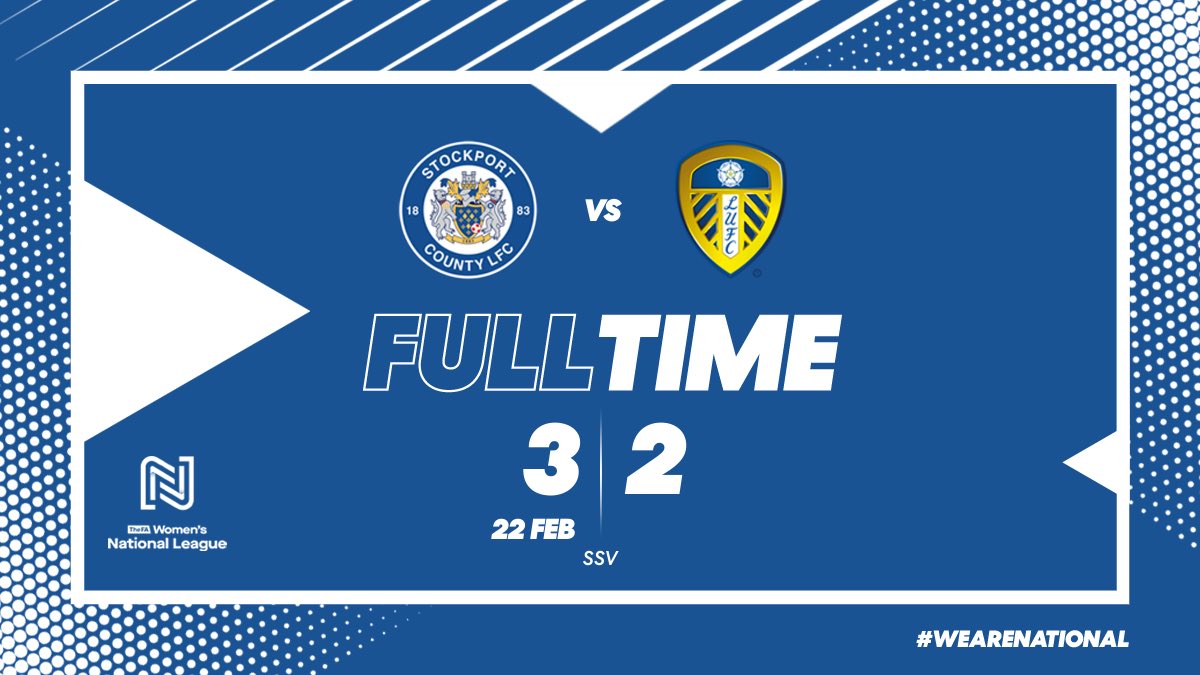 FULL TIME : It’s a big Three Points for County, coming from behind in the second half for a 3-2 victory🙌🏻🙌🏻🙌🏻

⚽️ Maria Figueiredo
⚽️ <a href="/racheldavo/">Rach</a> 
⚽️ <a href="/RitchieElla/">El</a> 

🔵⚪️🎩 #UTH #FAWNL #WEARENATIONAL