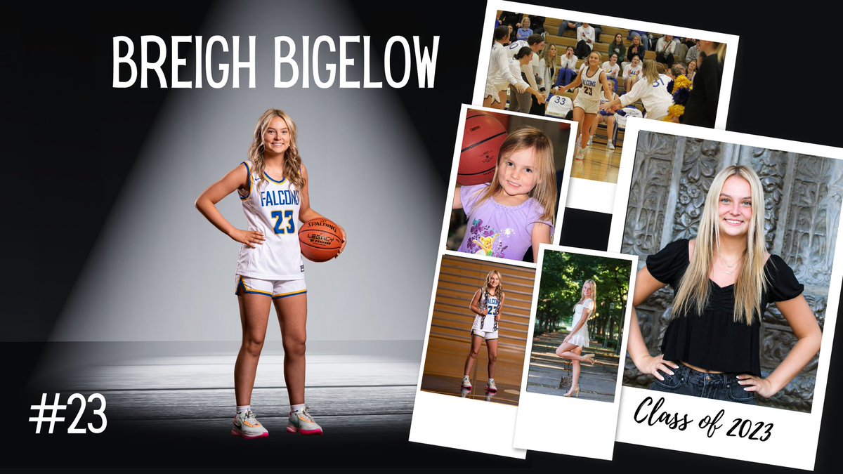 Day 3 of Senior spotlights:  <a href="/breighbigelow/">breigh bigelow</a>  never leaves home without her smile!  Her kindness shines through &amp; draws you in! Lady Falcons are blessed to have her as a teammate and as our sharp shooter!