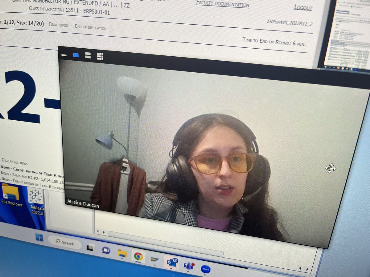 Center4ERP's tweet photo. Our distance #MBA student Jessica is leading her team running an #SAP #S4HANA #ERP system to complete virtually @MissouriSandT #KummerCollege @SAPNextGen @SAPHigherEd @sap4good https://t.co/o08cQcRQ7i