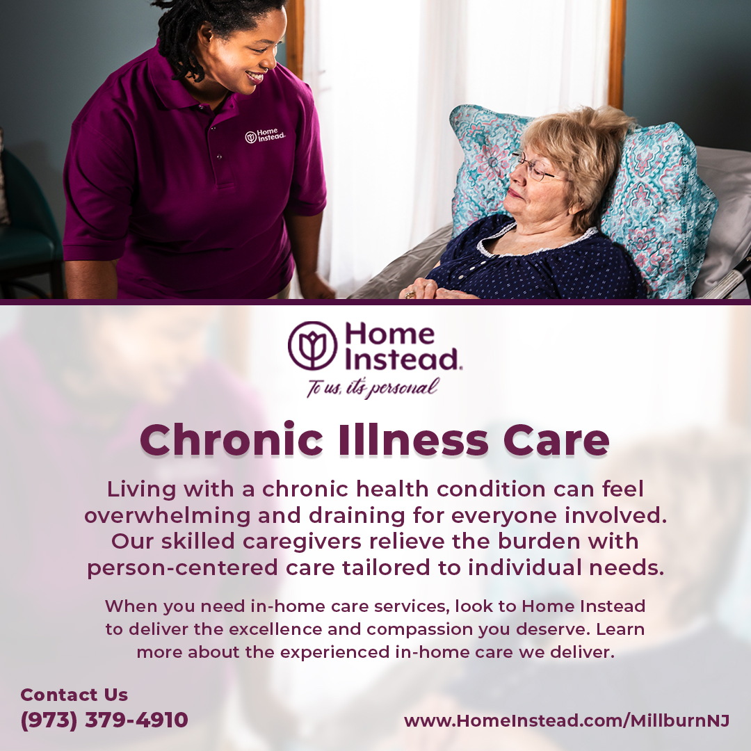 Living with a chronic health condition can feel overwhelming and draining for everyone involved. Our skilled #carepros relieve the burden with person-centered care tailored to individual needs.

#homeinstead #agingadults #homecare #careprofessionals #seniorcare #millburn #nj