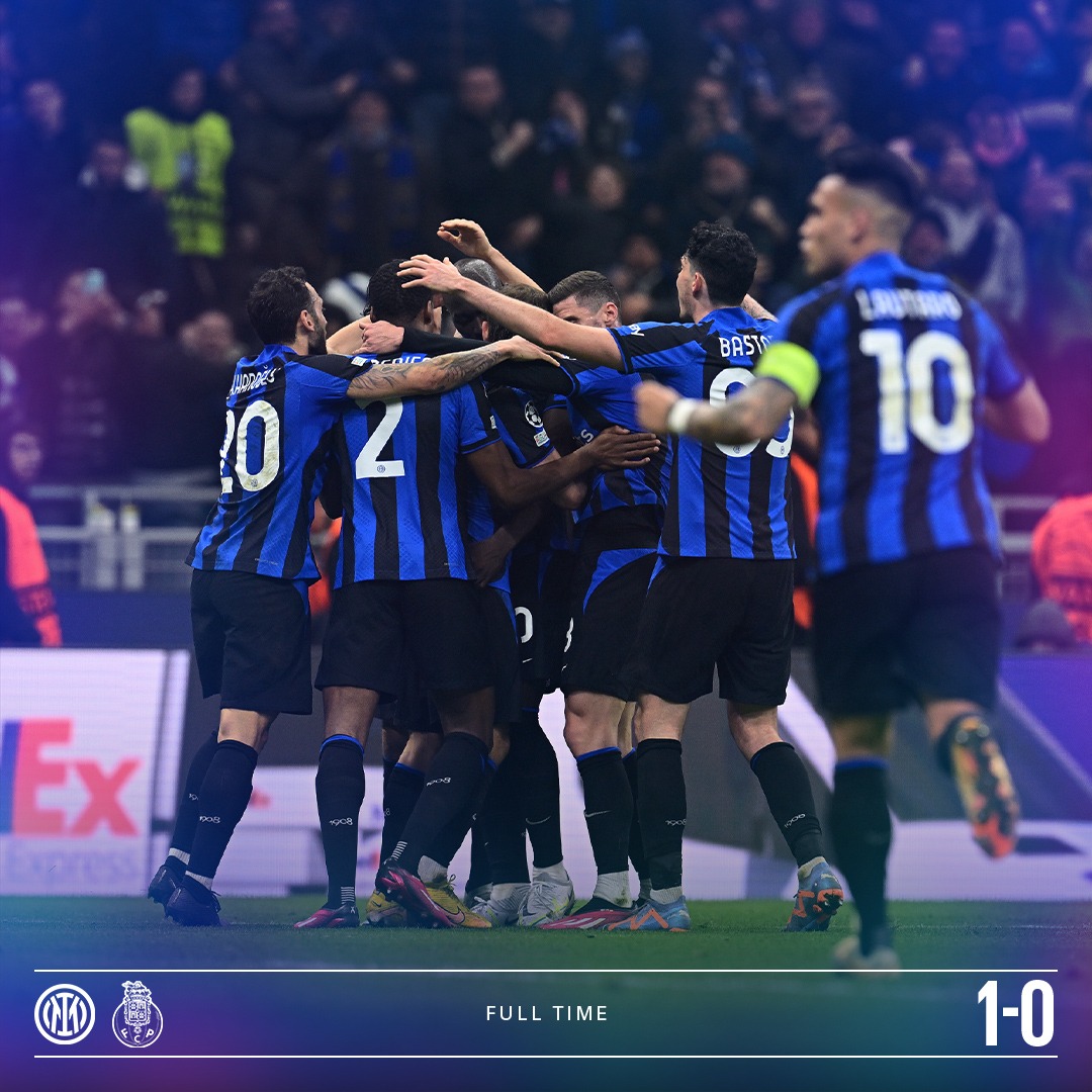 Inter's tweet photo. La prima è nostra 💪

#ForzaInter #InterPorto #UCL https://t.co/SDrT2aZVT9