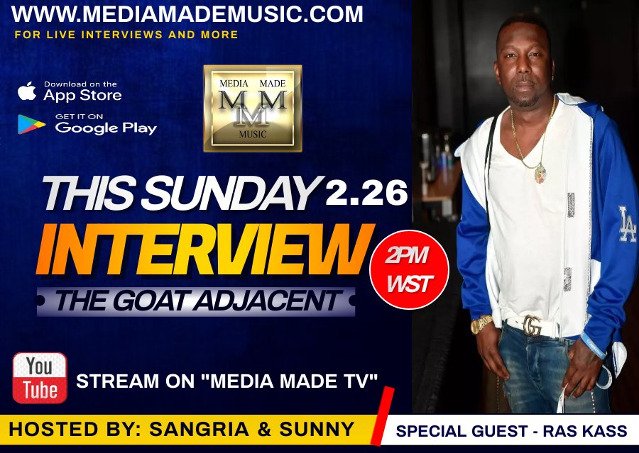 San_Lawrence's tweet photo. This Sunday 2.26 CATCH us LIVE with THE GOAT ADJACENT - @RasKass
2PM WST, 3PM CST & 4PM EST
LIve on Youtube "Media Made TV"
Hosted By: @San_Lawrence & Sunny☀️ - @SmillsMedia
#mediamademusic
#smillsmedia
#RasKass
#liveinterview
#undergroundhiphop https://t.co/ZaHyXWX0jg