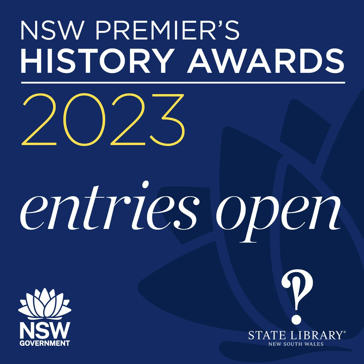 Entries for the 2023 NSW Premier's History Awards are now open! Administered by the @statelibrarynsw in association with @Create_NSW, the NSW Premier’s History Awards will offer prizes in six categories this year. Entries close 5pm, 6 April 2023 via buff.ly/41amNwV