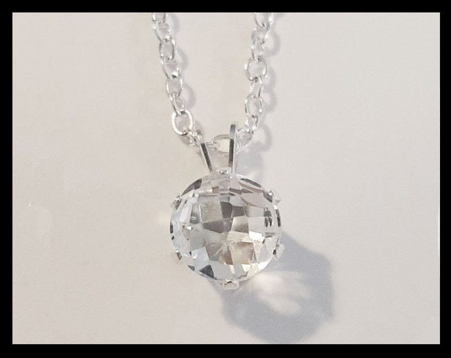 Excited to share the latest addition to my #etsy shop: Round Shaped 9mm White Topaz Pendant (April Birthstone) with Adjustable Sterling Silver Chain Necklace etsy.me/3XSZ7KK #clear #circle #silver #no #topaz #women #whitetopaznecklace #whitetopazjewelry #whitet