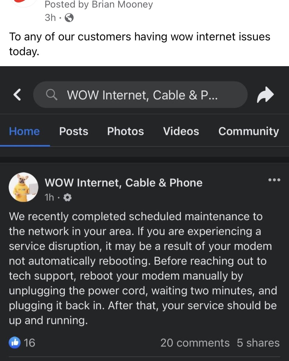 CIT4U's tweet photo. To any of our customers having wow internet issues today that haven’t gotten it resolved. Please let us know if we can be any assistance to you in getting things reset. https://t.co/ZND8ZpDje4