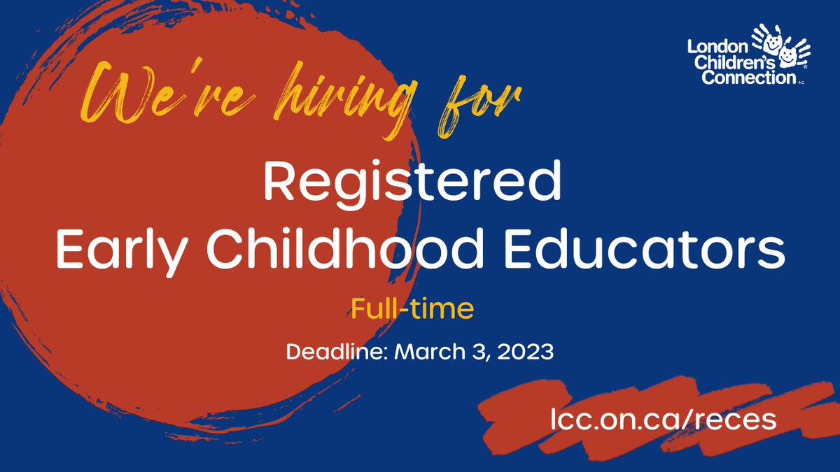 LCCLdn's tweet photo. We are currently recruiting for Registered Early Childhood Educators to become part of our talented and committed child care community. Visit https://t.co/WbrffEzfI3 to learn more and apply. https://t.co/eF9MtpA1qB