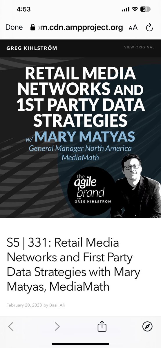 mmatyas's tweet image. Check out my new podcast with @theagilebrand  …-gregkihlstrom-com.cdn.ampproject.org/c/s/www.gregki… #retailmedia #adtech #mediamath #gregkihlstrom