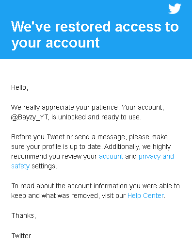 Well well well... 26 Days Later and look who finally has their account back!!! 🤯

For anyone who didn't know, Twitter thought I was below 13 Years Old so they locked my account late January. FYI I have a spare <a href="/B4YZY/">BAYZY Spare</a> in case something like this happens again...
