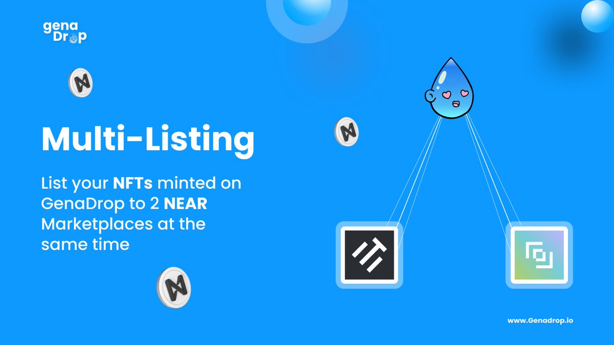 genadrop's tweet photo. You can now list your ๐ผ๏ธ #NFTs minted with ๐ง#GenaDrop on both @fewfarnft and @tradeportxyz marketplaces on #NEAR, AT THE SAME TIME. ๐ช๐ https://t.co/TZkboELMIF