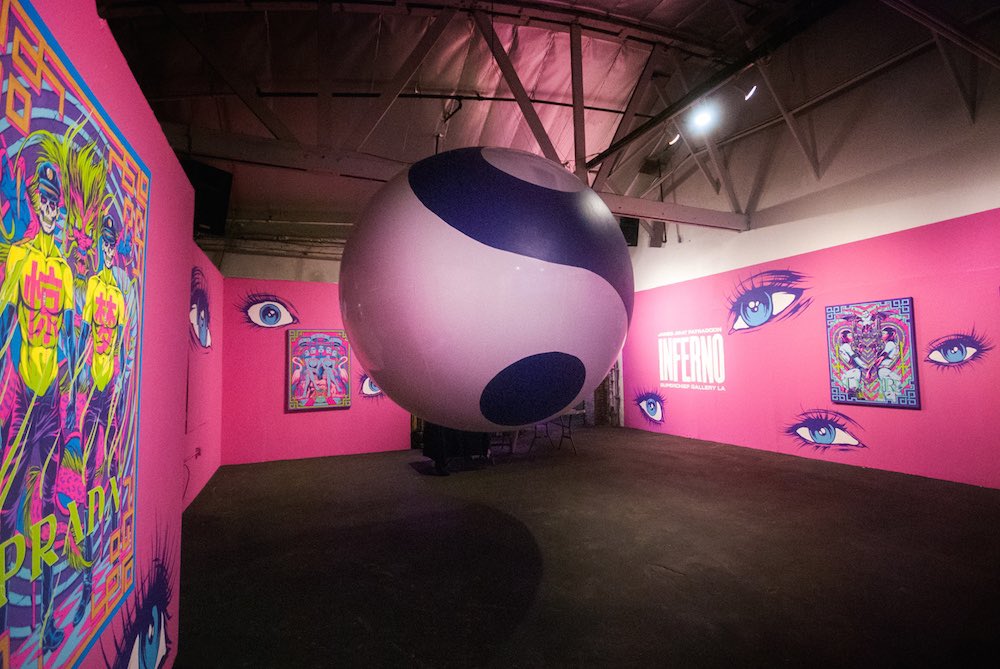 SuperchiefNFT's tweet photo. Always love working with @jamespatradoon 💟 

Looking back at their eye-popping 👁️Exhibition “Inferno” that we hosted in LA back in 2019🖤

So happy to be bringing their unique graphic style irl the world of web3🌐 &amp; to freaking PARIS 🤯

MORE AVAILABLE WORKS  BELOW👇 https://t.co/T0q5bOVlQk