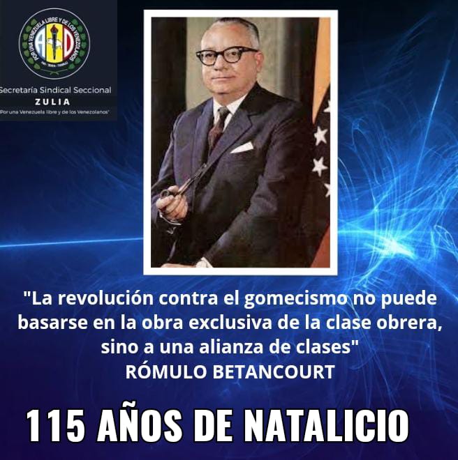 eleisiespinaad's tweet photo. #22Feb1908 Natalicio del Padre de la Democracia
"En una forma muy celosa hemos respetado la autonomía de un movimiento obrero y campesino no requerido de tutores, porque está comandado por líderes con muchos años de batalla".
Pdte RÓMULO BETANCOURT
IV Congreso Nal. CTV 1961 https://t.co/dQZRFkfN3R