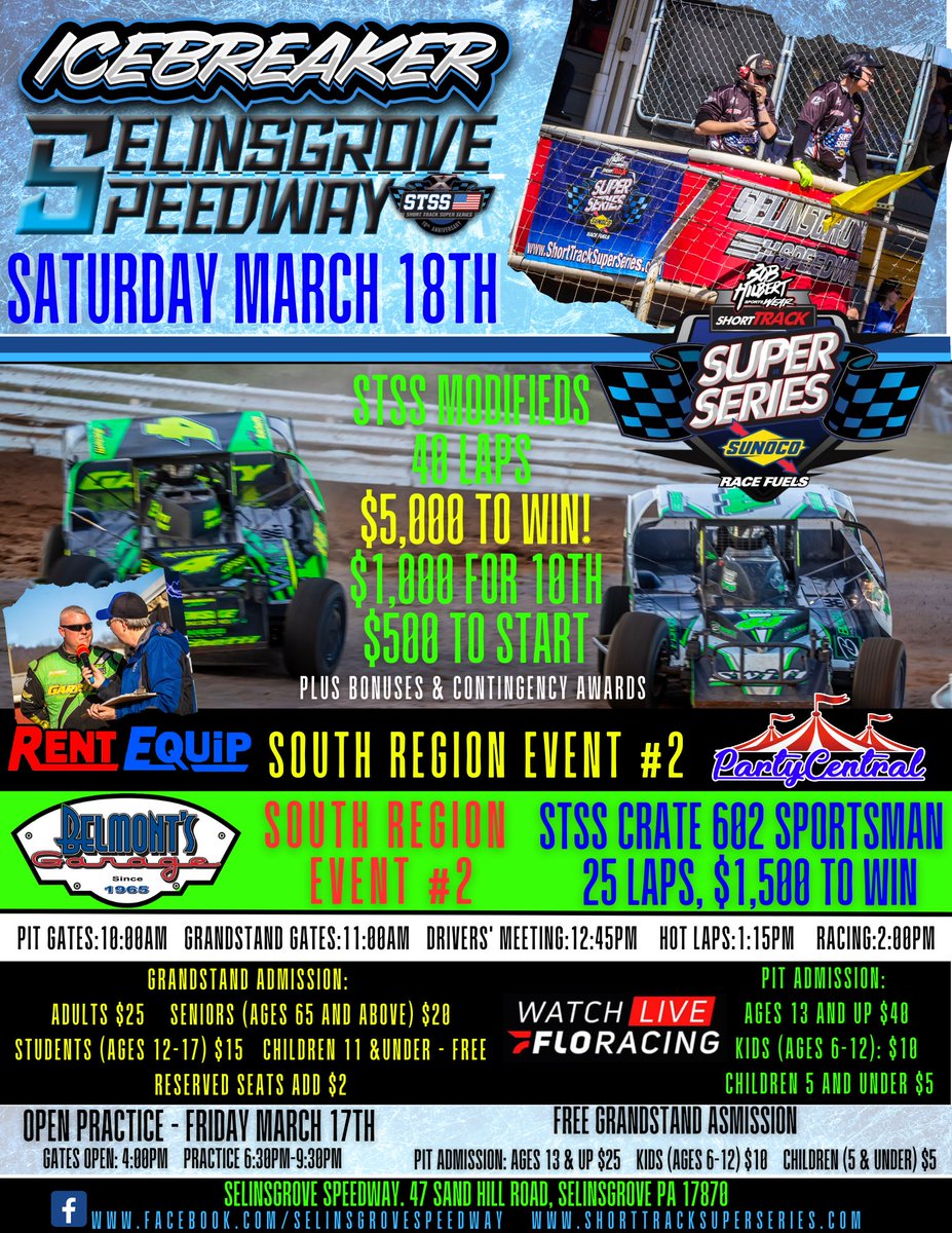 𝘼𝙍𝙀 𝙔𝙊𝙐 𝙍𝙀𝘼𝘿𝙔 𝙏𝙊 𝘽𝙍𝙀𝘼𝙆 𝙏𝙃𝙀 𝙄𝘾𝙀 on a new era at Selinsgrove Speedway? Join us 𝗠𝗮𝗿𝗰𝗵 𝟭𝟴 for the return of the @shorttrackss to the Central PA oval!