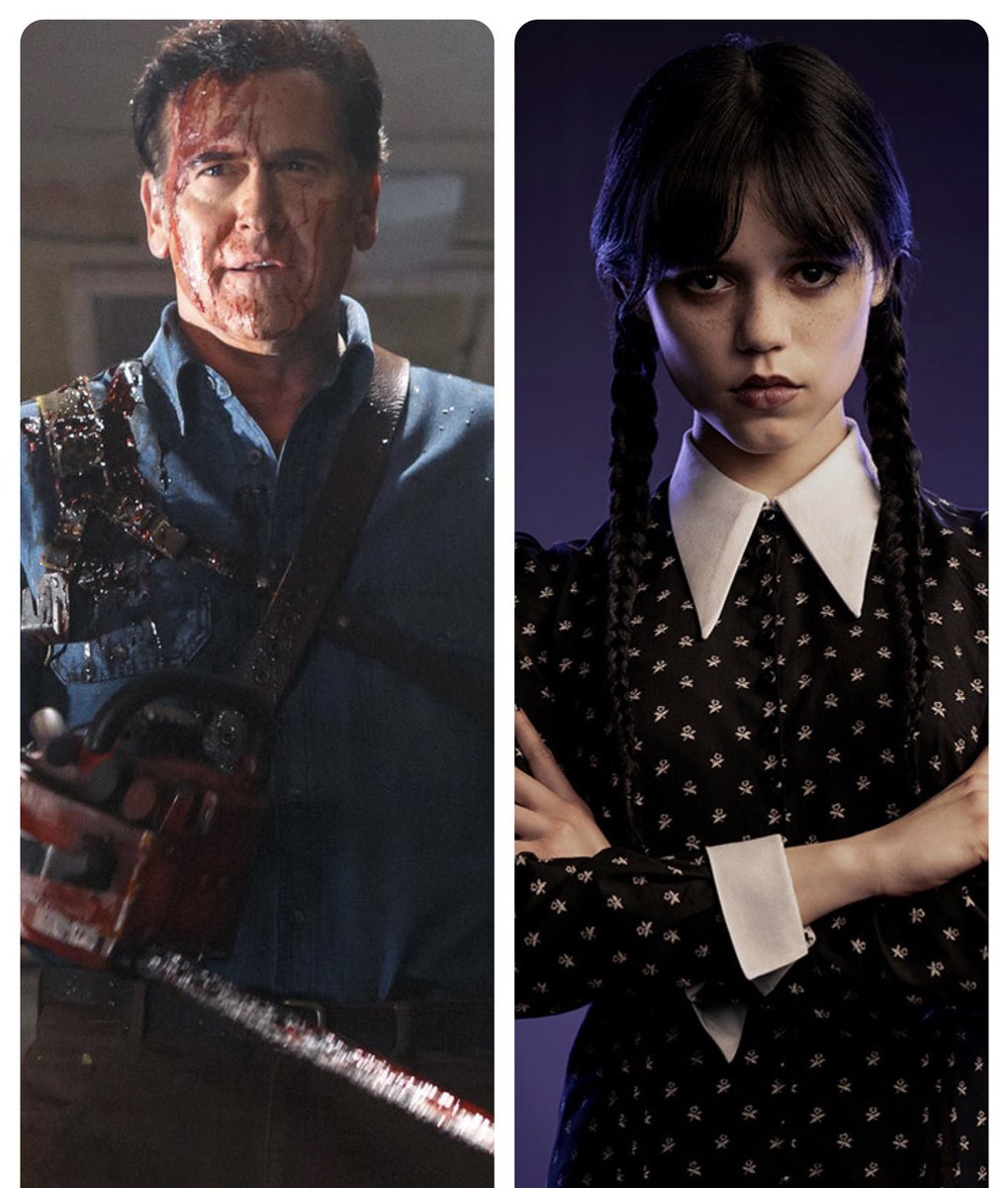 plaidbuford's tweet photo. You know what day it is! #AshWednesday #BruceCampbell #JennaOrtega #TheEvilDead #Wednesday https://t.co/qh9OYaAKdB
