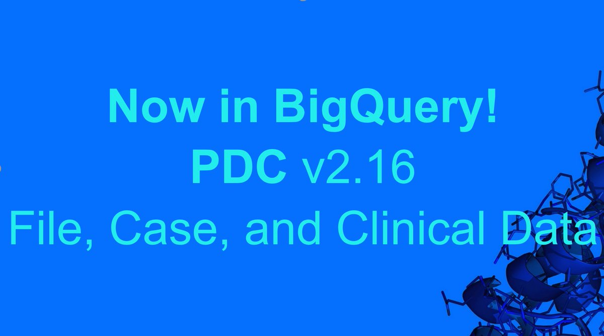 Proteomic Data Commons release V2.16 case, clinical, and file data are now available in #BigQuery. Check out the new tables using our BigQuery Table Search tool at bit.ly/BQTableSearch and filter Source by PDC.
#proteome #NCIProteomics #CancerResearch #proteomic