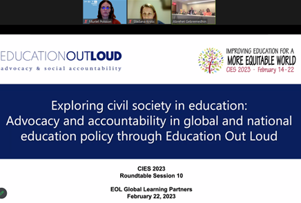 MurielPoisson's tweet photo. What's civil society (CS) advocacy in education? What does it mean in challenging contexts? What really works in terms of CS contribution to learning outcomes? What role for CS as part of the planning cycle? Those are some of the exciting topics discussed today at #CIES2023! https://t.co/XNUTkDITJa