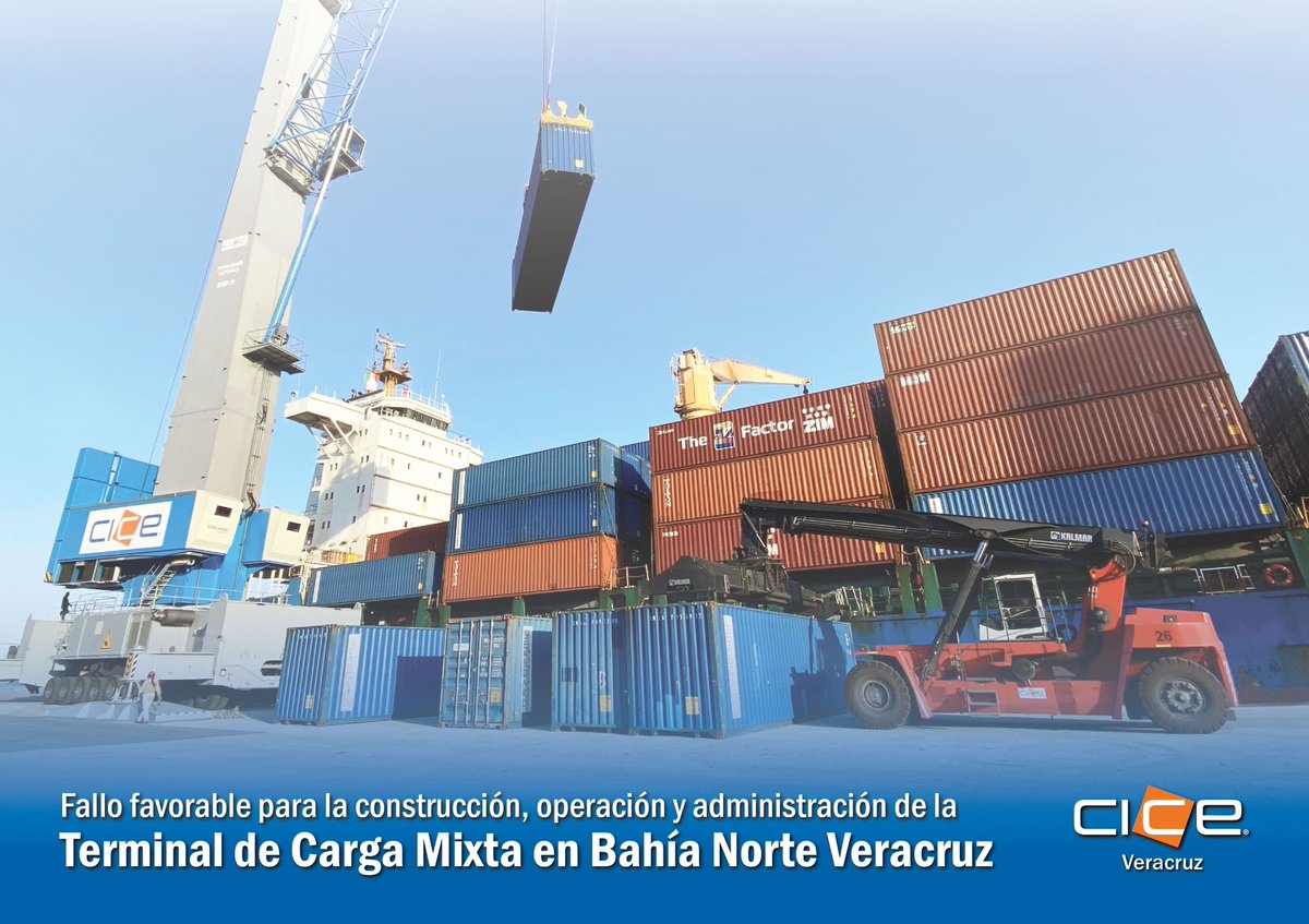#CICEinforma Nos da mucho gusto compartirles que el día de hoy se concretó positivamente la licitación de la Terminal de Carga Mixta en Bahía Norte del #PuertodeVeracruz. Estamos muy orgullosos de continuar escribiendo parte de la historia de Veracruz. 📲 bit.ly/TerminalCICEver