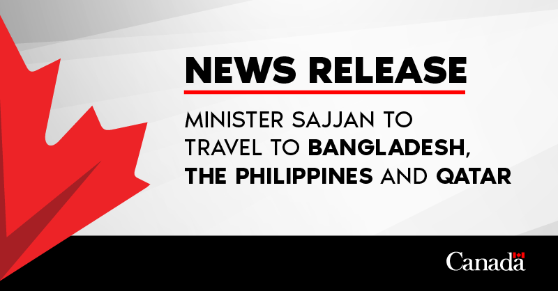 CanadaDev's tweet photo. Minister Sajjan will travel to #Bangladesh, the #Philippines and attend the #LDC5 Conference in #Qatar. There he will engage with officials on priorities such as #ClimateAction, #FoodSecurityand #GenderEquality and visit Canada-funded projects.