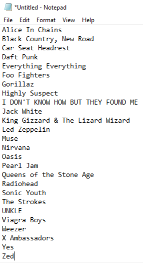 Awticon's tweet photo. breaking the alphabetical artist list meta wide open with the new notepad.exe tactic https://t.co/KhOOsJvdhw