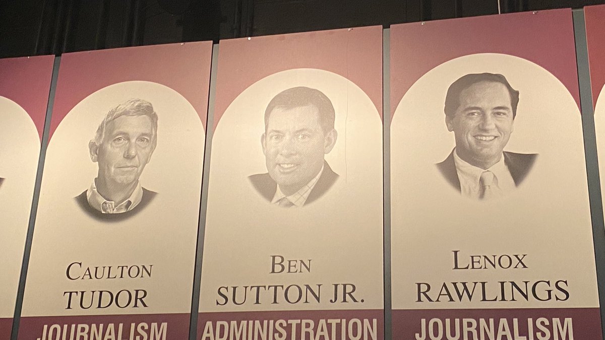 Happened by the NC Sports HOF this afternoon, a place that’s “home” to numerous individuals who were important to me in my professional history. Banners honoring three such notables just happen to be hanging side by side. Wonderful times with each.