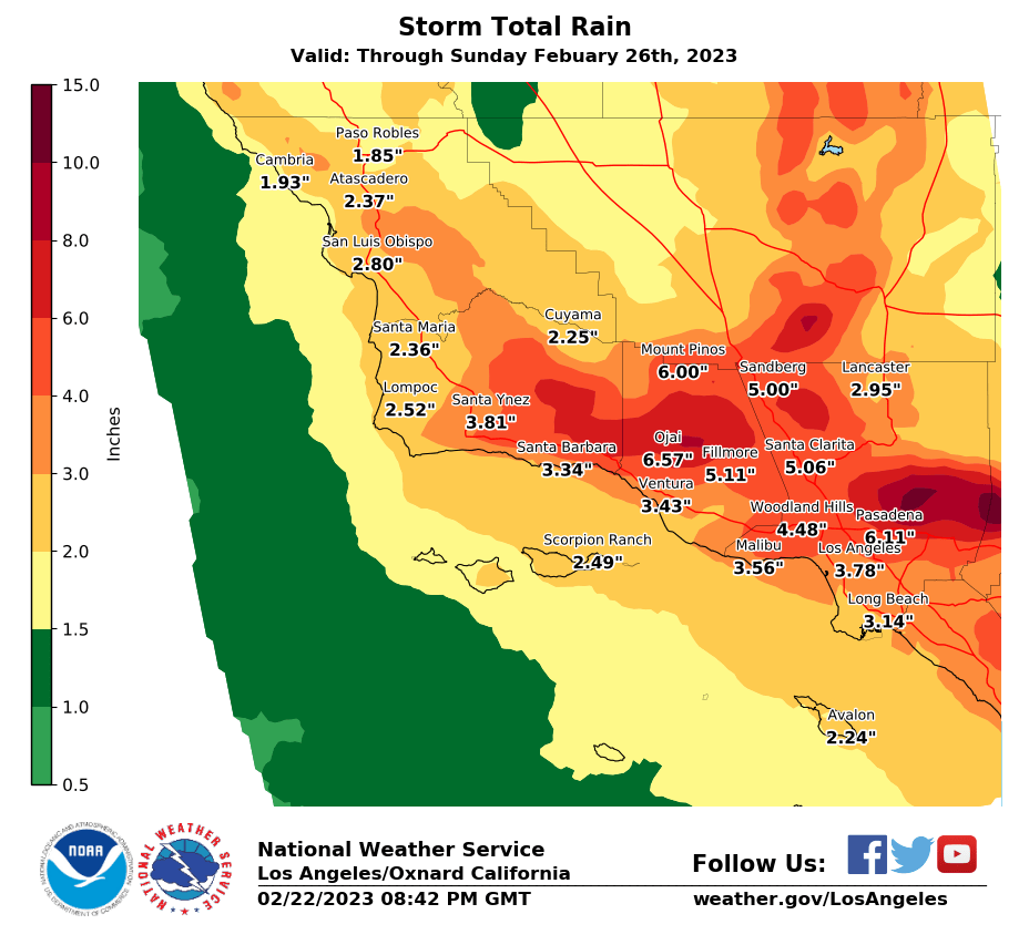 NWS Los Angeles on Twitter "Expecting some high rainfall totals, as