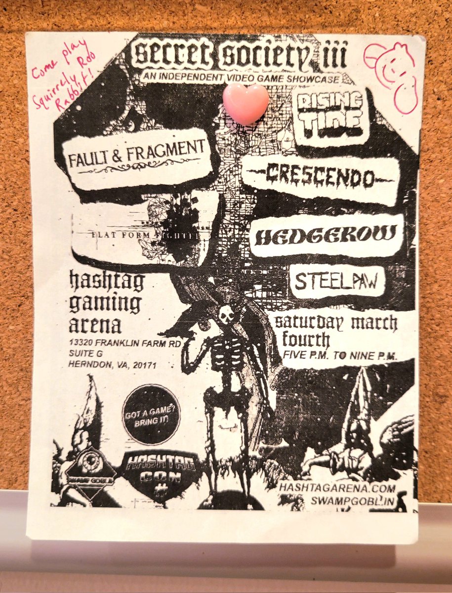 We're <2️⃣ weeks away from kicking off 2023's Con Season! 🤯

First up is a new event for us: Secret Society by <a href="/_SWAMPGOBLIN_/">SWAMPGOBLIN</a>! 🥳 It's only in its 3rd iteration, but a whole bunch of great indies are showing alongside us! 🤩

#IndieGame #IndieDev #GameDev #WomenInGames