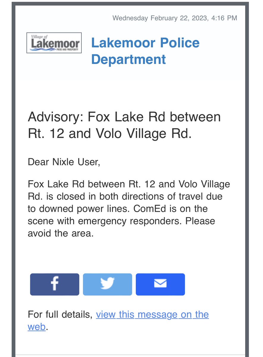 LakemoorPD's tweet photo. Traffic Alert!! https://t.co/NqliC7YrBb