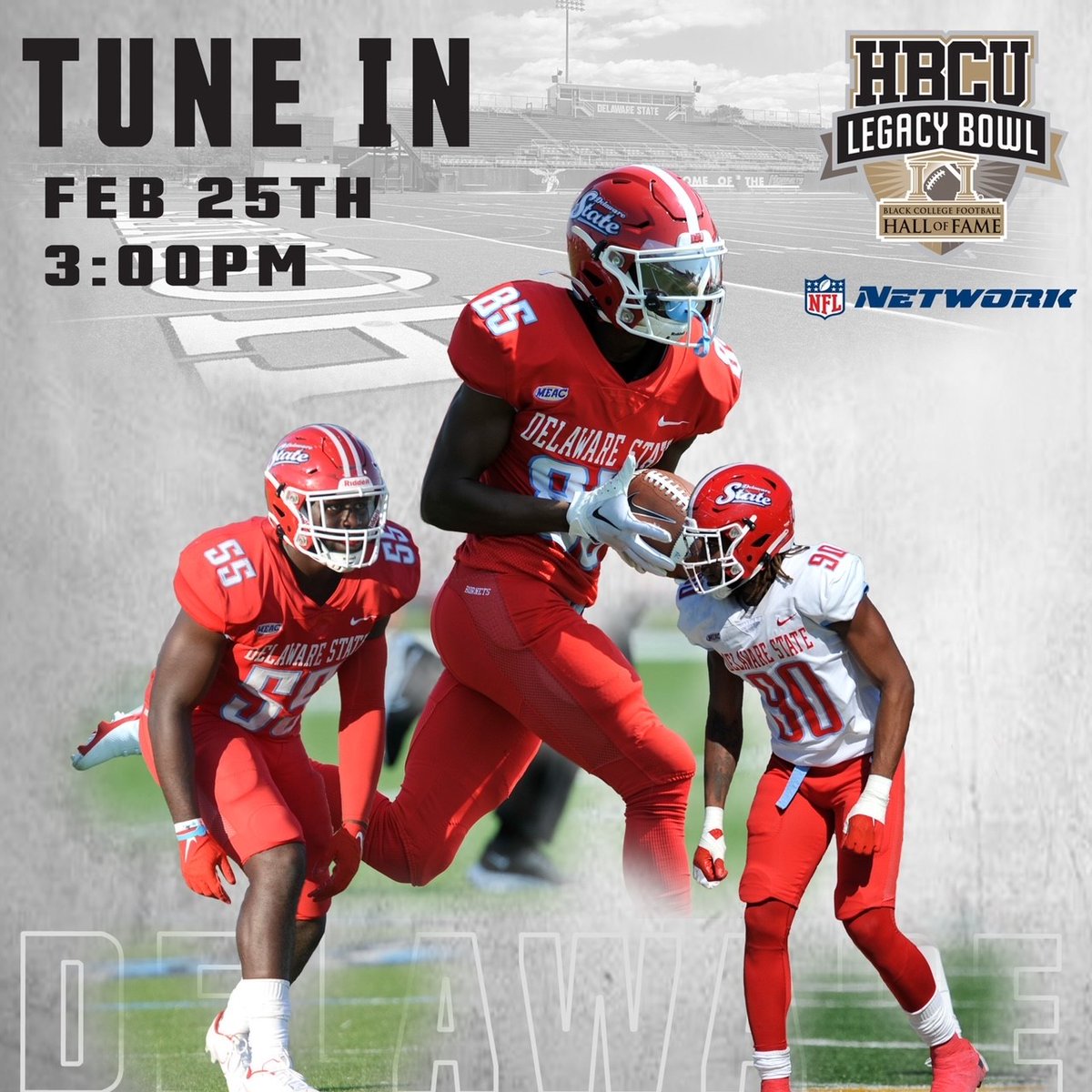 Check out our guys Brooks Parker (55), Jerrish Halsey (85) and Isaiah Williams (90) at the HBCU Legacy Bowl Hall of Fame All Star Game in New Orleans

Sat. Feb. 25 (3:00 pm)