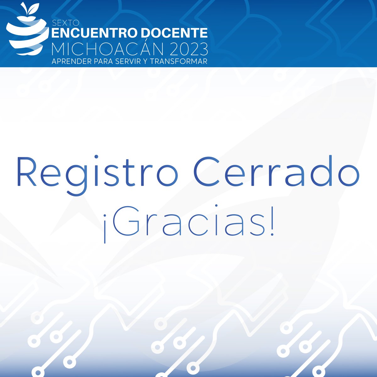 ¡Ya estamos listos para la Sexta Edición del Encuentro Docente Michoacán 2023, Aprender para Servir y Transformar!
Te esperamos mañana a partir de las 8:00 horas para que sigas de manera virtual la inauguración de evento a través de nuestra página de facebook.