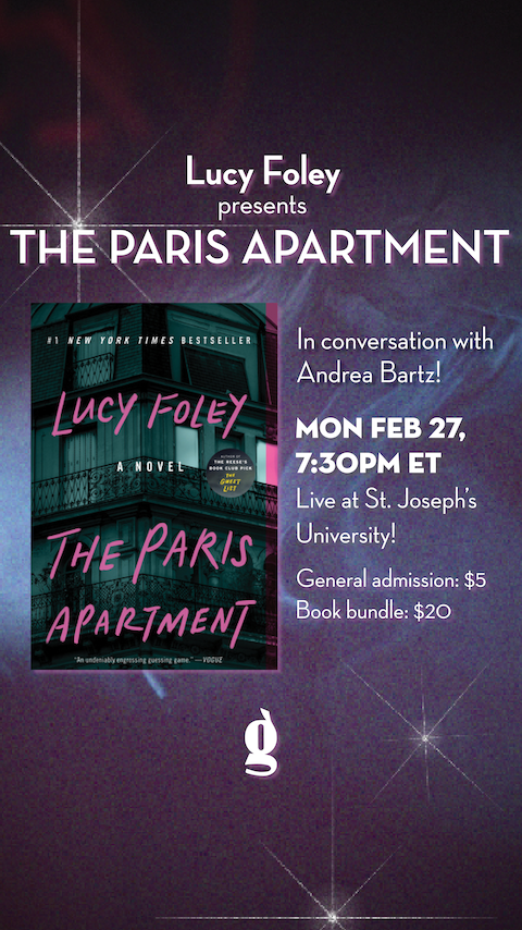 First ever event in the US NEXT WEEK in Brooklyn with the fabulous @andibartz and @greenlightbklyn … tickets here: greenlightbookstore.com/event/lucy-fol… Come join us! 🤗 #TheParisApartment