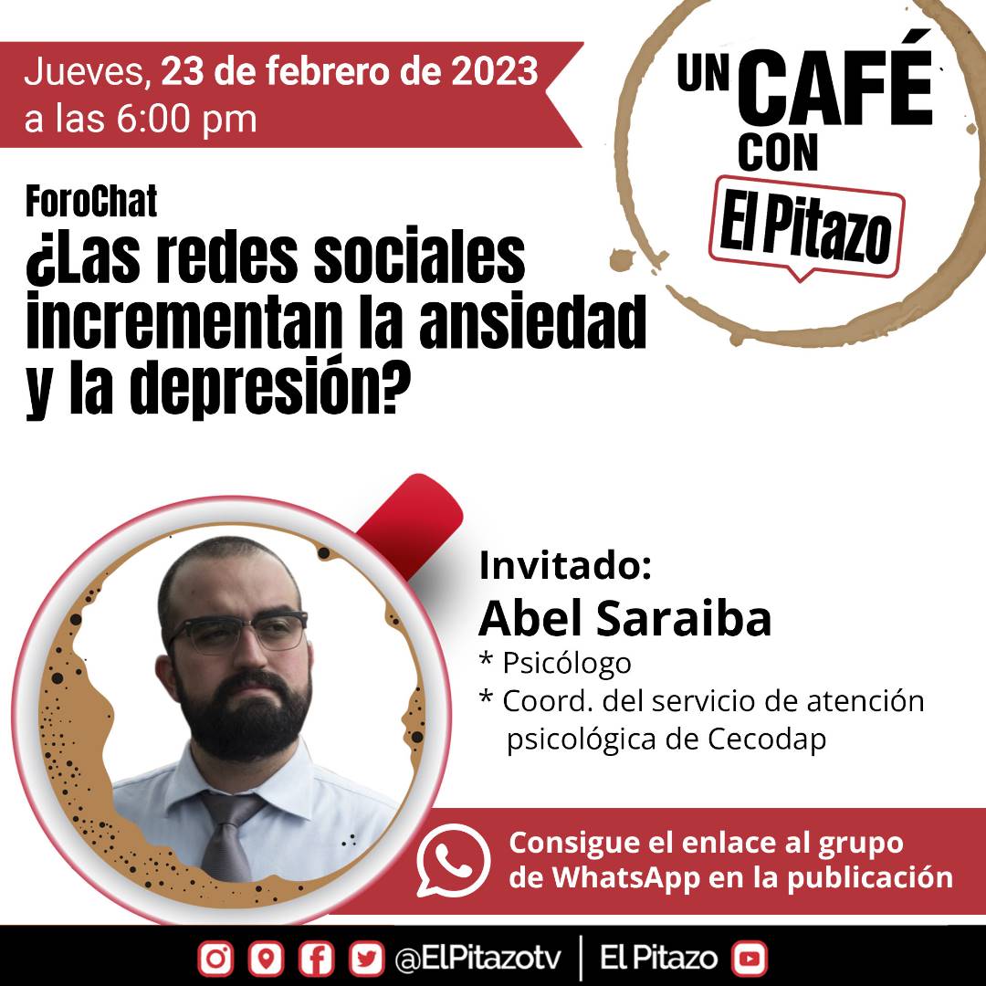ElPitazoTV's tweet image. #CaféConElPitazo ☕  | Este jueves #23feb estaremos conversando con el psicólogo y coordinador del equipo de atención psicológica de Cecodap (@cecodap), Abel Saraiba, sobre los #efectos que tienen las redes sociales en la #saludmental. 🧠 ¡Únete! chat.whatsapp.com/B8G2m97toE41pq…