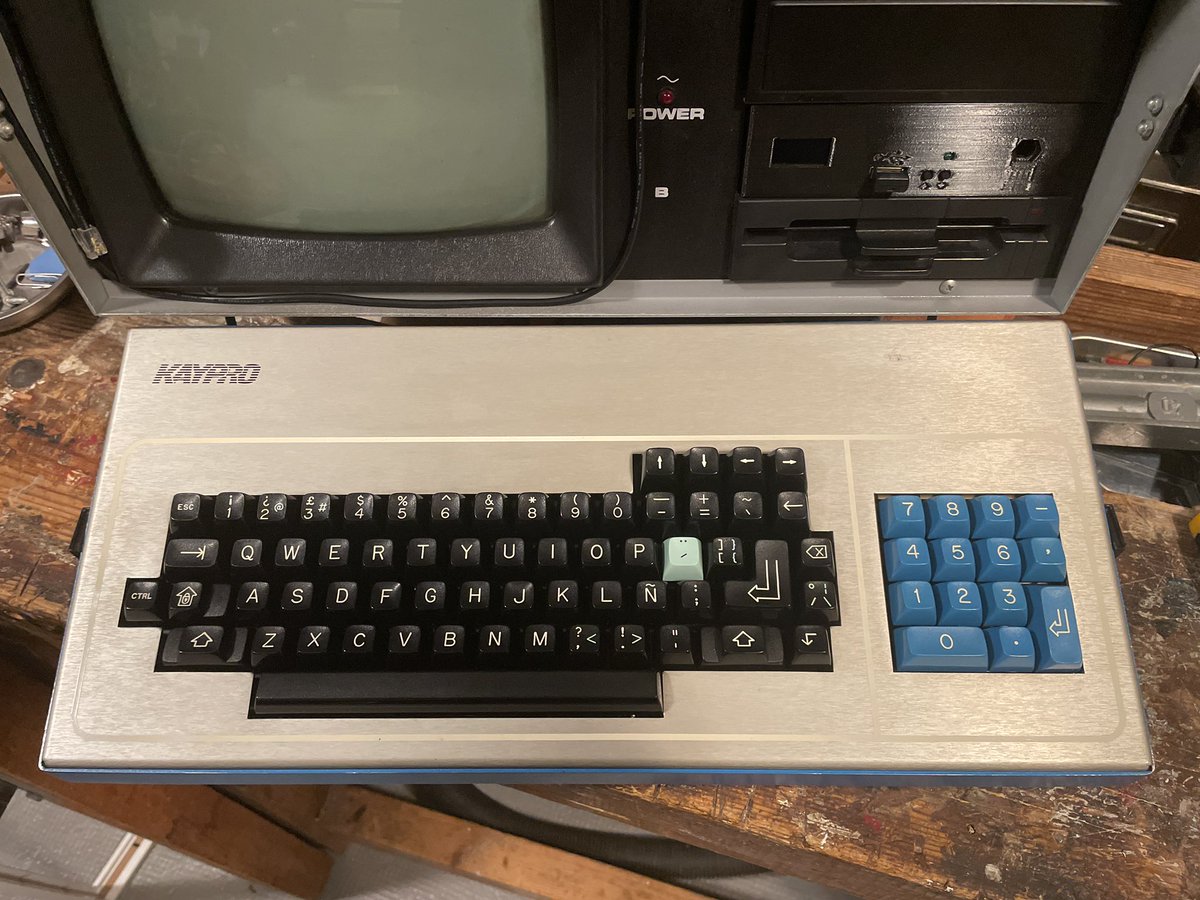 ivanizag's tweet photo. @javmast3r that’s the Kaypro with Spanish keyboard layout. Is uses a custom CP/M to do the proper key codes tranlation. https://t.co/6gUJNWkWyT