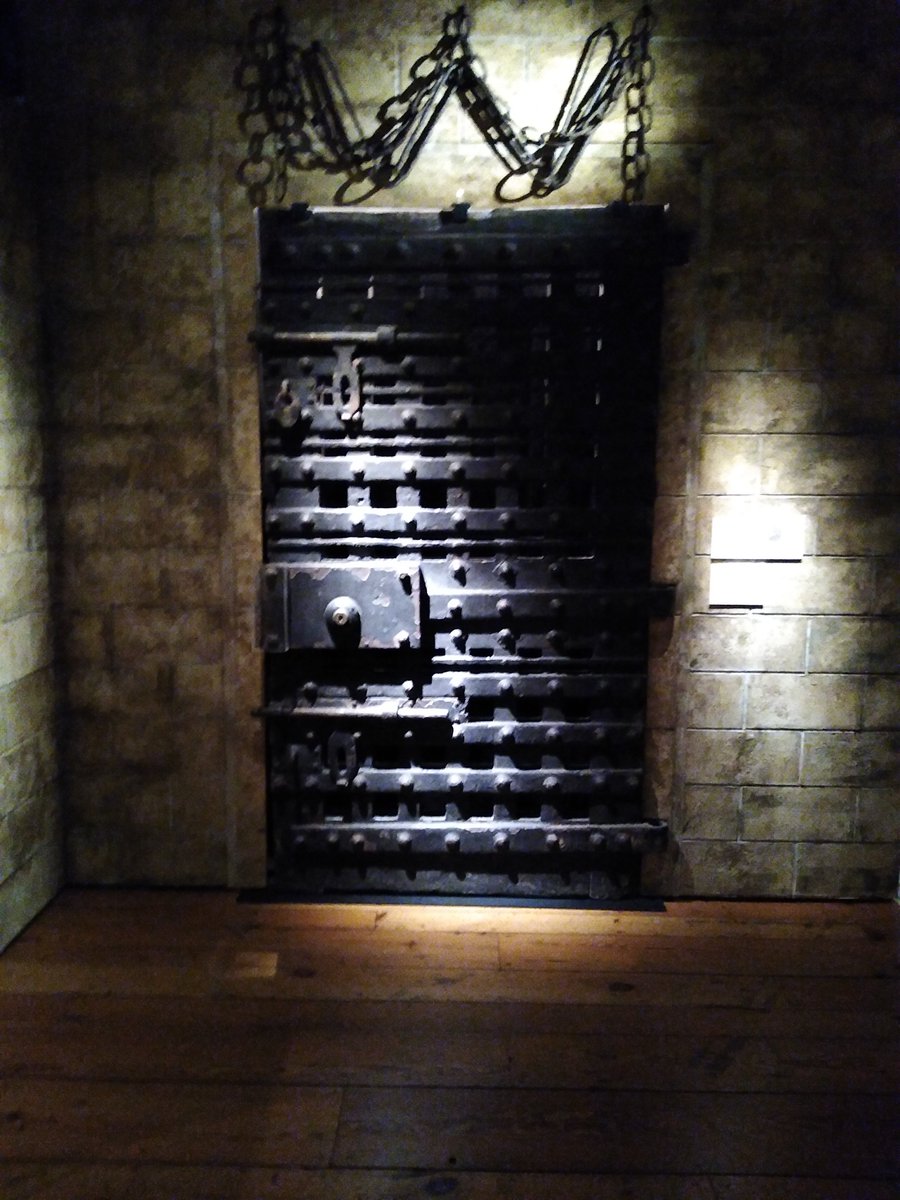 Mind blown: tonight I stood at the actual door of Newgate that led out to the scaffold. (Out of hours tour of the Museum of London's executions exhibition tonight)