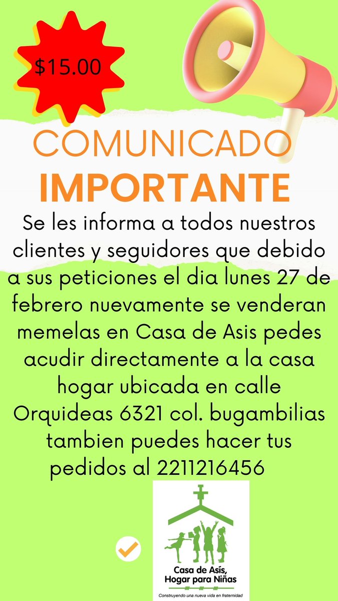 CasadeASIS's tweet photo. recuerda que con tu ayuda seguimos Construyendo una nueva vida en fraternidad, # te esperamos no faltes https://t.co/s4Hyll4XNL