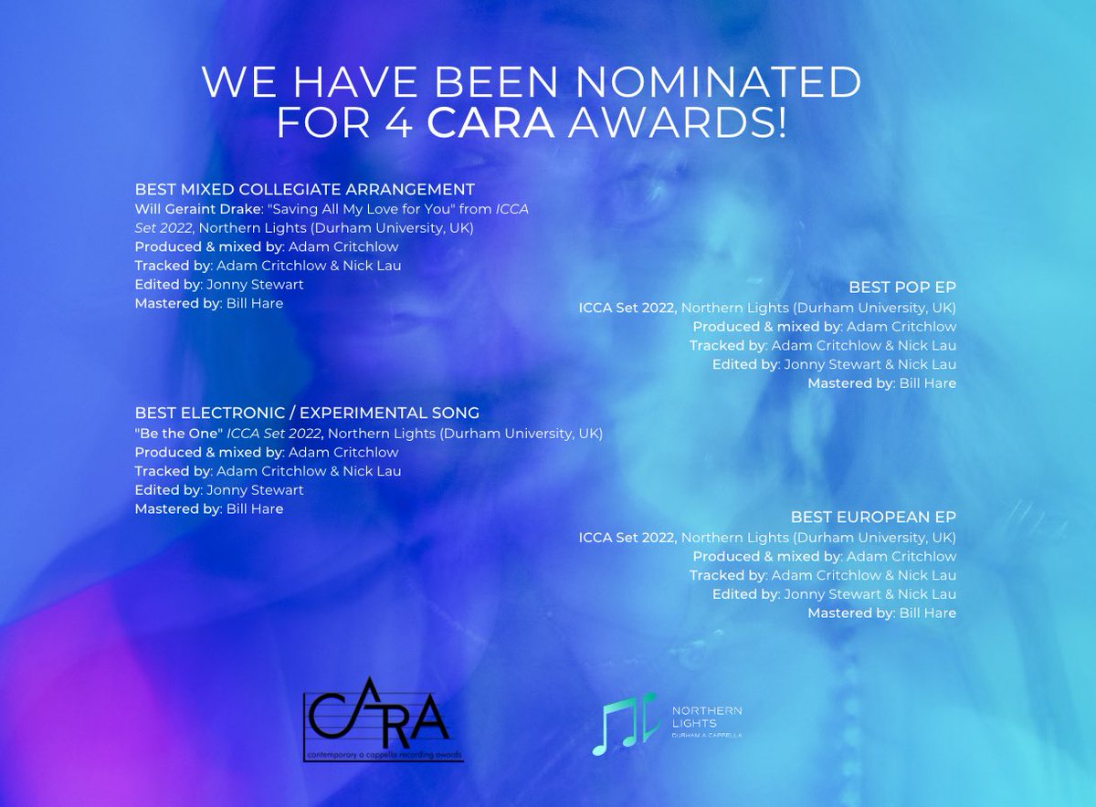 So grateful for and excited about our CARA Award nominations! ⚡️<a href="/ACappellaNow/">CASA</a>