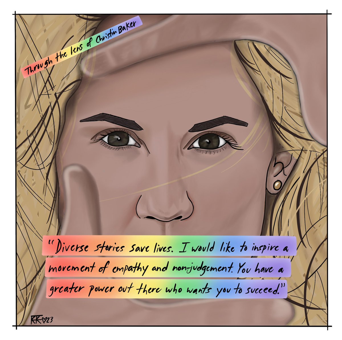kkfosterartist's tweet photo. thought I’d create this piece of @christintello bc she has brought many amazing stories into our lives providing #queerrepresentation on screen. ✨ she also gave me &amp; many others the rare opportunity to participate in a retreat, #ConnectingWithCreativity ❤️🌈

#queercreators https://t.co/KNgtzmnzrw