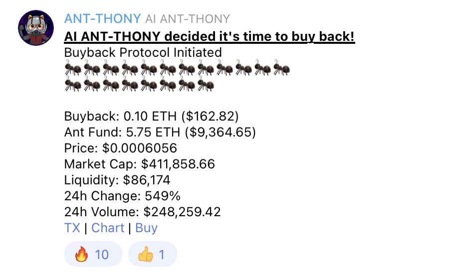 shibmania_eth's tweet photo. ANT-THONY is here! #ETH investors meet the FIRST EVER AI-powered buy back bot based on Fibonacci Retracement - a method of technical analysis for determining support and resistance levels.

#SHIBMANIA #SHIB #SHIBARMY #AI #100xGEM https://t.co/2CJwOkIWPq