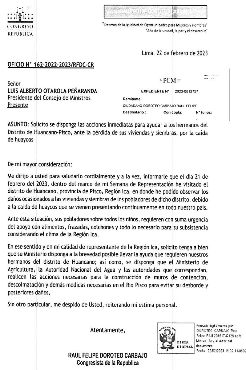 La caída de Huaycos en el Distrito de Huancano - Pisco, viene causando daños en viviendas y sembríos de los pobladores de la zona; por ello he Solicitado la actuación inmediata del Presidente del Consejo de Ministros #URGENTE  <a href="/ApBancada/">Bancada Acción Popular 🇵🇪</a>  <a href="/pcmperu/">Consejo de Ministros</a> <a href="/GoreIca/">Gob. Regional de Ica</a> <a href="/MEF_Peru/">Ministerio de Economía y Finanzas</a> <a href="/MinamPeru/">Ministerio del Ambiente 🇵🇪♻️</a>