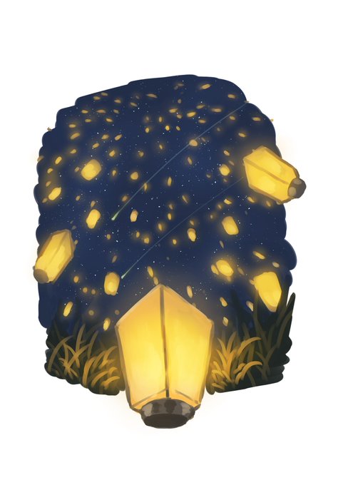 「night sky paper lantern」 illustration images(Latest)