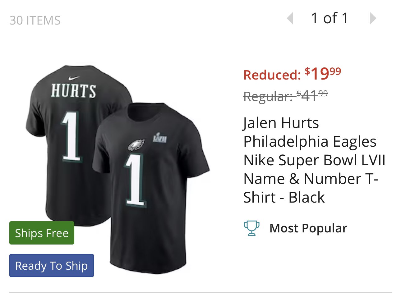 Eagles Nation on X: 'Jalen Hurts, DeVonta Smith, and AJ Brown's Name &  Number Nike SB Shirts (Shirseys) are on sale now for $20. Regular price is  $40, but these are 50%
