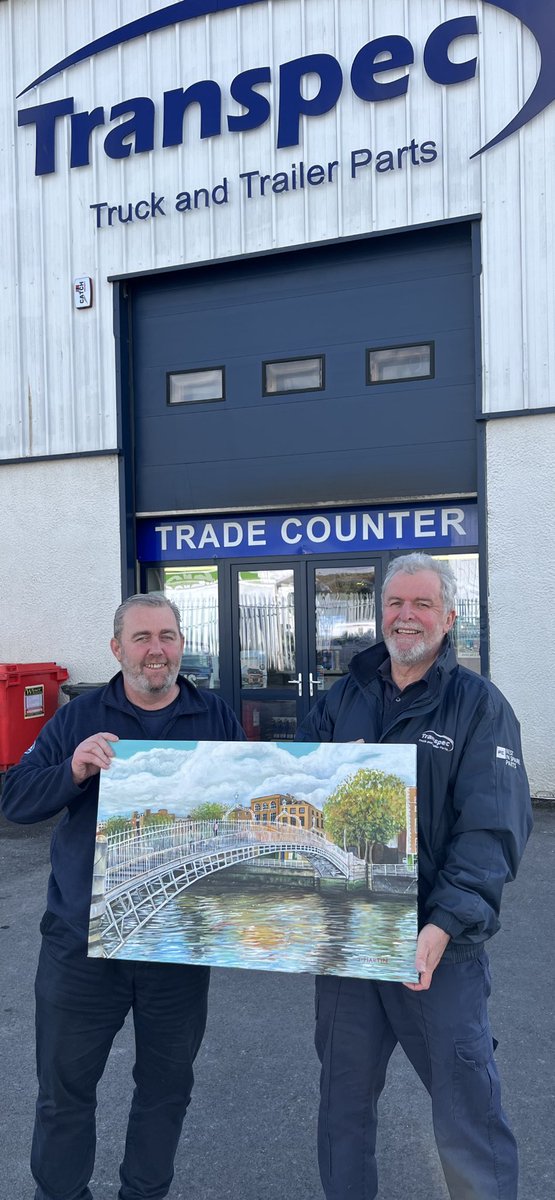 I was delighted to present this beautiful painting of the halfpenny bridge to John Howard in Cork today. John has been our cork branch manager since 2016 and is retiring today. We wish him every success in the next chapter.  Painting by <a href="/jackiemartinart/">Jackie Martin Art</a>