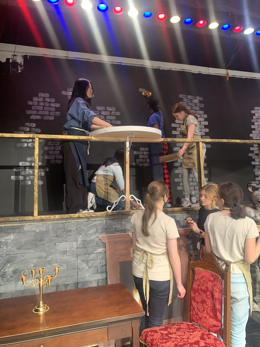 Set Design Club hard at work to make our stage beautiful for Beauty and the Beast! So proud of all the hard work these kids put in! <a href="/CBUnamiMS/">Unami Middle School</a> <a href="/FedorowiczCBArt/">Ms. Fedorowicz CBSD Art</a>