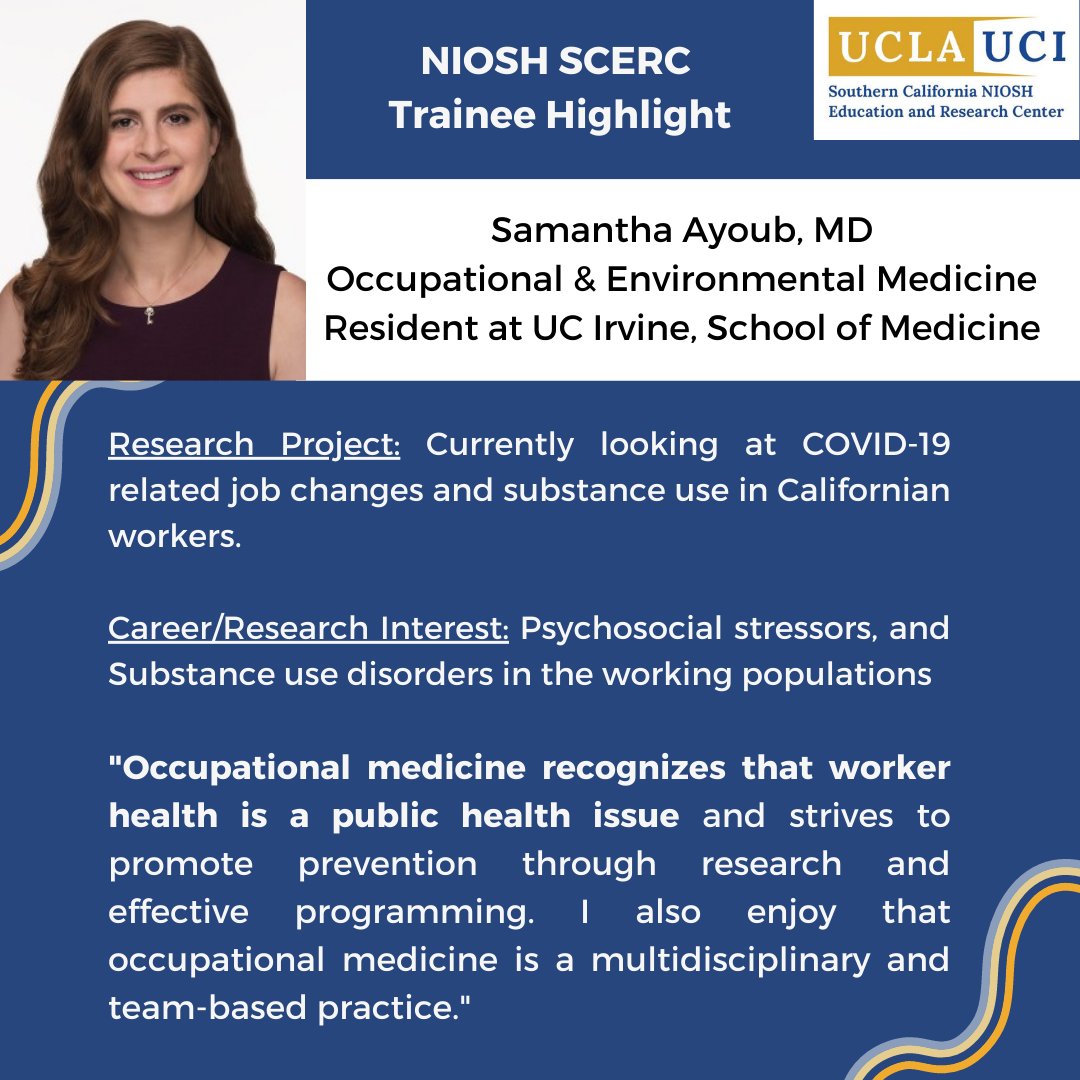 Read to see what our SCERC NIOSH occupational medicine trainee has to say about the OccMed field. Thanks for your work as an occupational medicine resident, Samantha!
#occupationalhealth #oshcareer #occupationalmedicine #niosh