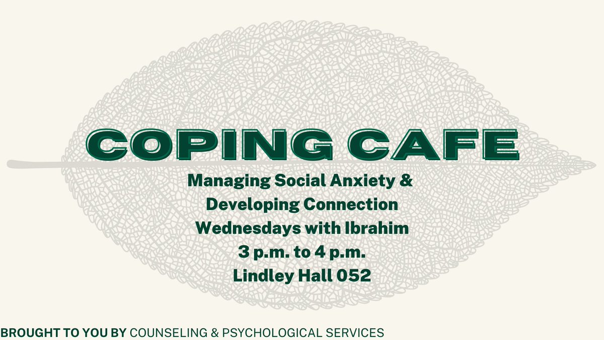 OHIO Counseling & Psychological Services (CPS) (@ohio_counseling) on Twitter photo Feeling disconnected from others? Unsure how to get plugged in? Join Ibrahim for Coping Cafe on Wednesdays from 3-4 in Lindley 052! <a href="/OHIOStudentLife/">OHIO Student Life</a> <a href="/OHIO_HP/">Ohio University Health Promotion</a> <a href="/OHIOCampusRec/">Ohio University Well-Being & Recreation</a> #BobcatWellbeing #BobcatsTHRIVE Feeling disconnected from others? Unsure how to get plugged in? Join Ibrahim for Coping Cafe on Wednesdays from 3-4 in Lindley 052! <a href="/OHIOStudentLife/">OHIO Student Life</a> <a href="/OHIO_HP/">Ohio University Health Promotion</a> <a href="/OHIOCampusRec/">Ohio University Well-Being & Recreation</a> #BobcatWellbeing #BobcatsTHRIVE