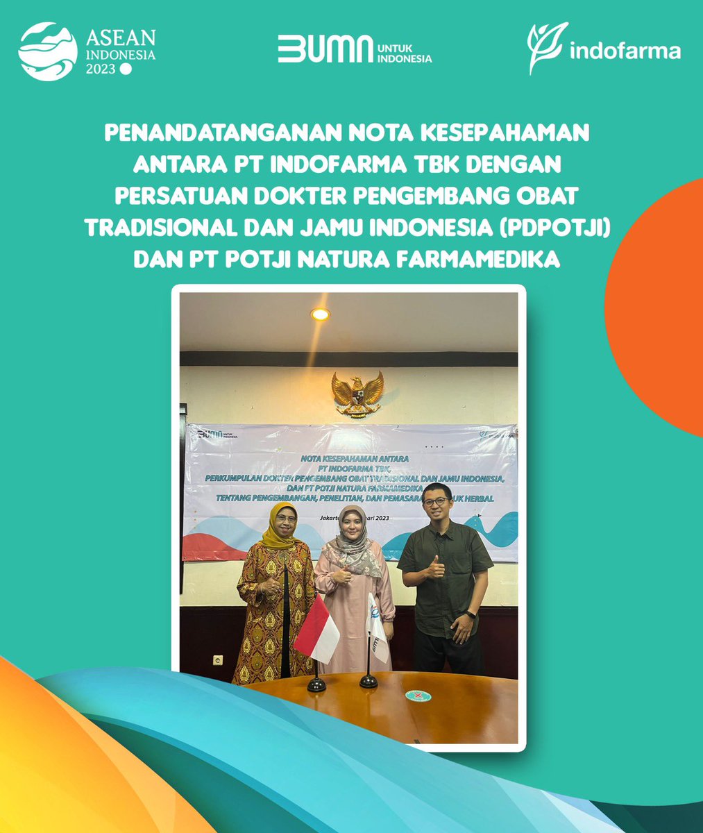 indofarmaid's tweet photo. Di Commercial Office PT Indofarma Tbk, Rabu, 22 Februari 2023 telah dilaksanakan Penandatanganan Nota Kesepahaman antara PT Indofarma Tbk dengan Persatuan Dokter Pengembang Obat Tradisional dan Jamu Indonesia (PDPOTJI) dan PT POTJI Natura Farmamedika. https://t.co/WmytAbM5Iu