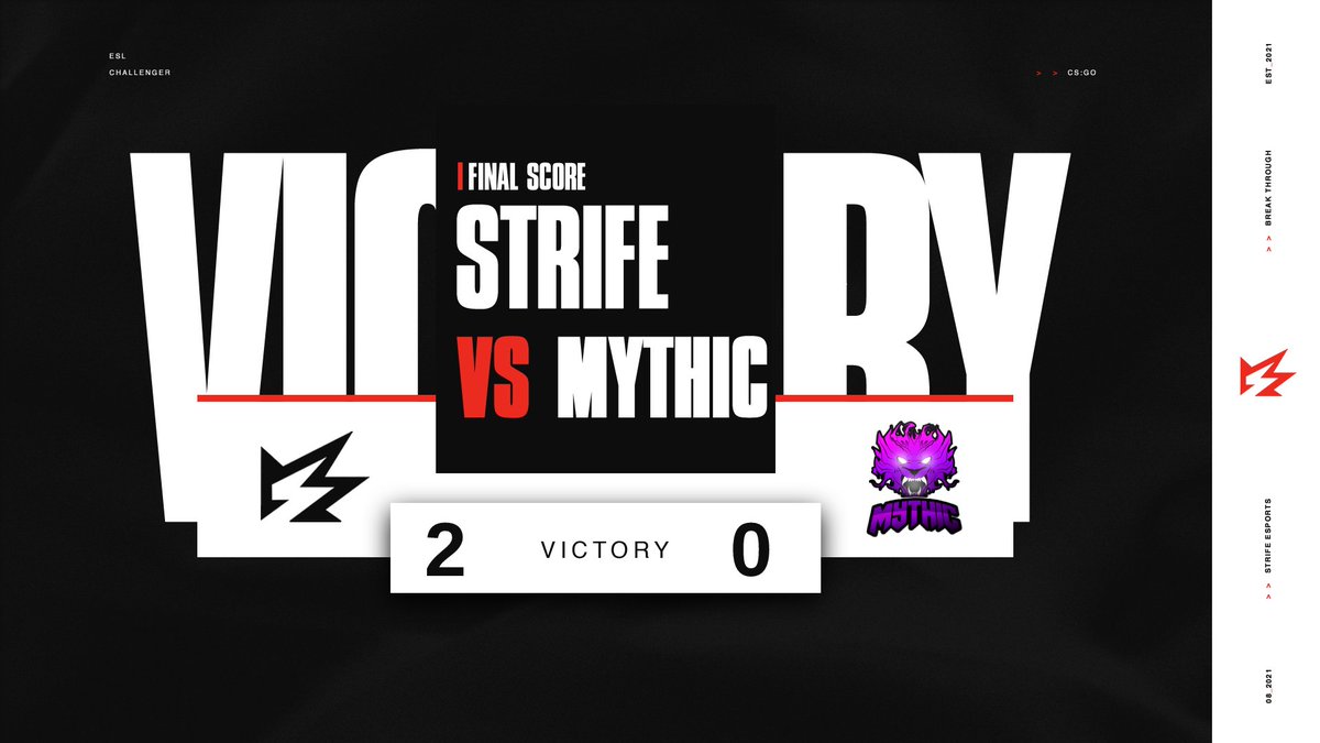 Strife_Team's tweet photo. Won our ECL Match tonight 2-0 vs Mythic, we are now 2-1 in Group A

Getting some great experience with our recent changes, notably @stamjna as the new IGL and @Snakes_CS back to a rifle role https://t.co/7IGEmYEcSj