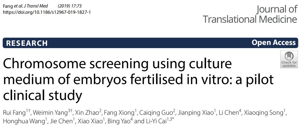 Full article: kdocs.cn/l/cp0jN0KQtRCN
#NICS could identify embryo chromosomal abnormalities in couples either with or without chromosomal rearrangement, with satisfying clinical outcomes.