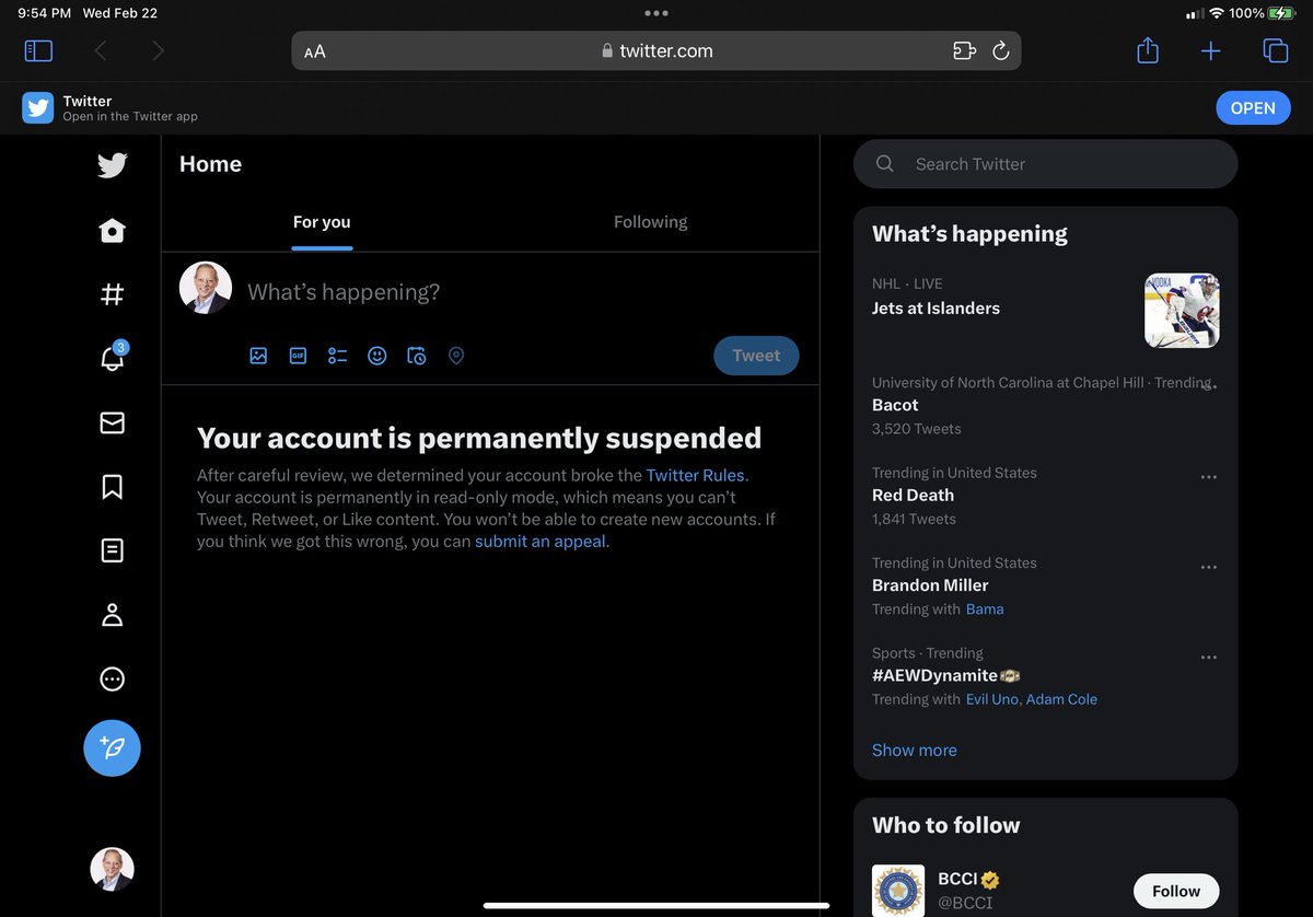sljohnson5525's tweet photo. It’s been two weeks since I appealed the permanent suspension of my business account. Twitter response said 5 to 7 days. I don’t even know why it was suspended. Any ideas where to go? Picture taken today. @TwitterSupport @elonmusk https://t.co/EVZmg8svHl