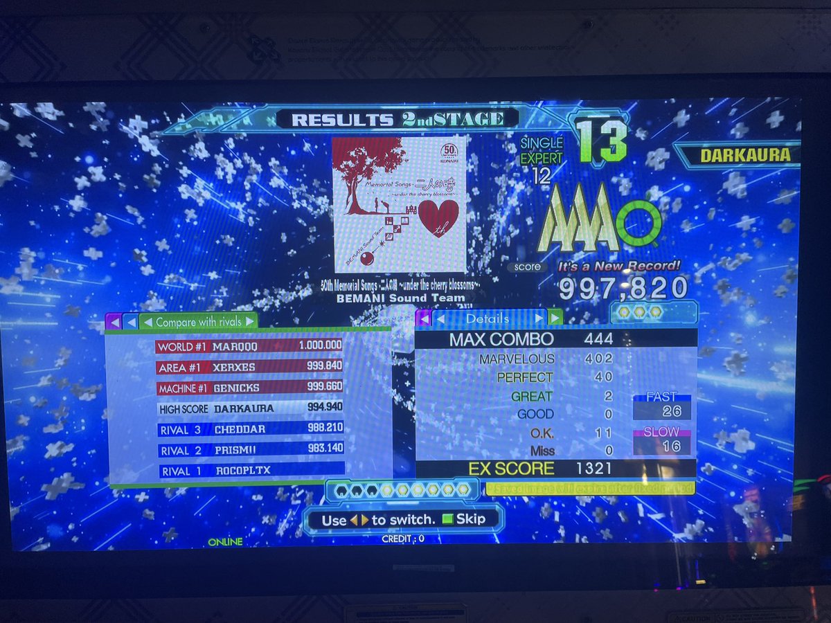 DarkAura95's tweet photo. Forgot to post for #MGEF last night…
Finally upscored Angelic Jelly! The sync really is off…!
Lost the PFC on Love Shine Wonderful Mix CSP to a stupid gallop…
How… HOW DID I NEARLY PFC OMLSD?!?! Another candidate for second 15 PFC…!
#DDR #DDRA20PLUS https://t.co/2CP4PSknYH